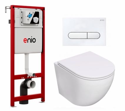 Комплект 3 в 1 инсталляция Enio Profi EN7050050 + Унитаз подвесной Lorne Pilpao LN5007501 + кнопка белая матовая Stondato