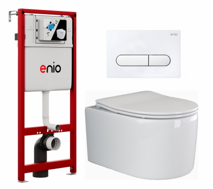Комплект 3 в 1 инсталляция Enio Profi EN7050050 + Унитаз подвесной Ceramica Nova Moments CN3003 + кнопка белая матовая Stondato