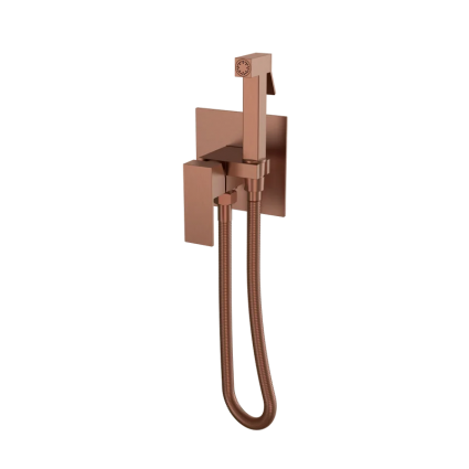 Гигиенический душ Boheme Qubic 477-BRB со смесителем, С ВНУТРЕННЕЙ ЧАСТЬЮ, brushed bronze