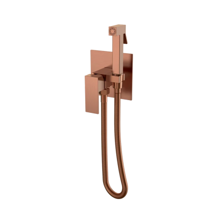 Гигиенический душ Boheme Qubic 477-CB со смесителем, С ВНУТРЕННЕЙ ЧАСТЬЮ, copper brushed