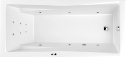 Акриловая ванна WHITECROSS Palace Line 180x80 см, встраиваемая, с гидромассажем, белая, с каркасом, со сливом-переливом