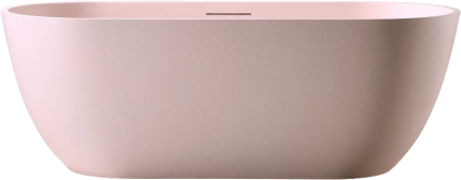 Ванна из искусственного камня Abber Frankfurt AM9941MP 170x75 см, отдельностоящая, матовая розовая, овальная, фурнитура белая