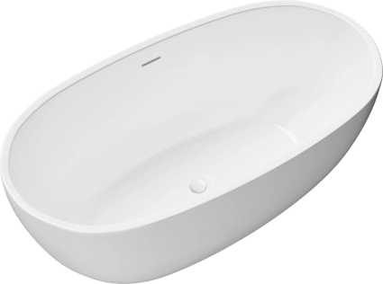 Акриловая ванна Grossman Classic GR-2403 150x80 см, отдельностоящая, белая, овальная, с каркасом, со сливом-переливом