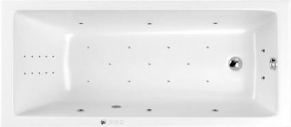 Акриловая ванна WHITECROSS Wave Slim Ultra Nano 170x75 см, встраиваемая, с гидромассажем, белая, с каркасом, со сливом-переливом