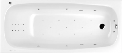 Акриловая ванна WHITECROSS Layla Ultra Nano 170x75 см, встраиваемая, с гидромассажем, белая, с каркасом, со сливом-переливом