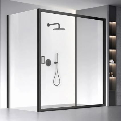 Душевой уголок Veconi Rovigo RV-060B 180х120 см, профиль матовый черный, стекло прозрачное