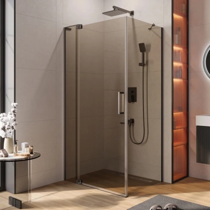 Душевой уголок Cezares Slider AH 1 80-90/100 BR GM профиль оружейная сталь, стекло бронза