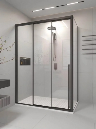 Душевой уголок Veconi Premium Prato 300 SP B-L 120х90, профиль матовый черный, стекло прозрачное