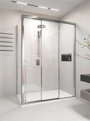 Душевой уголок Veconi Premium Prato 300 SP CH-R 120х100, профиль матовый хром, стекло прозрачное