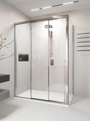 Душевой уголок Veconi Premium Prato 300 SP CH-L 120х100, профиль матовый хром, стекло прозрачное
