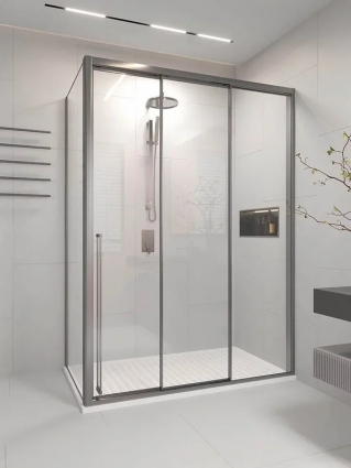 Душевой уголок Veconi Premium Prato 300 SP GR-R 120х100, профиль брашированный графит, стекло прозрачное
