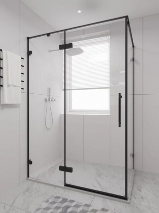 Душевой уголок Veconi Premium Alassio SP B 140х80, профиль матовый черный, стекло прозрачное