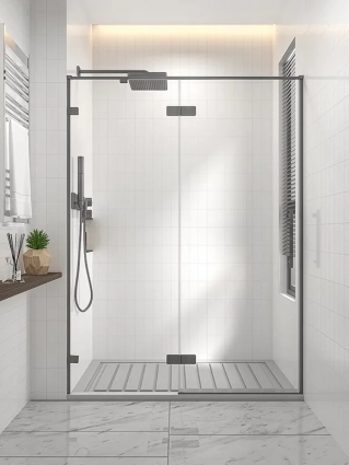Душевая дверь в нишу Veconi Premium Alassio GR 150x200, профиль брашированный графит, стекло прозрачное