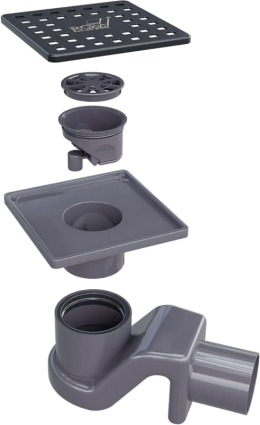 Душевой трап RGW Shower Drain SDR-14 10x10, в пол, черный, с сифоном