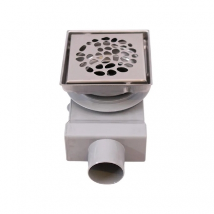 Душевой трап Plumberia Selection PS Stones PSS13MT 13x13, в пол, матовая нержавеющая сталь, с сифоном