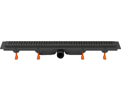 Душевой трап (лоток) Milleau Level M750LB 75 см, решетка матовая черная, с сифоном