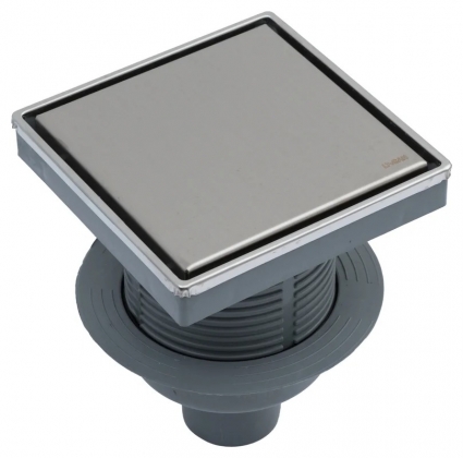 Душевой трап Logan L006-150-VERTICAL 14x14, в пол, нержавеющая сталь, с сифоном