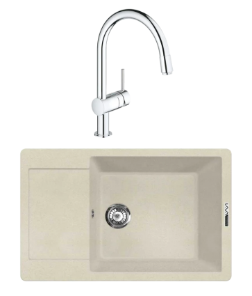 Комплект Мойка Lava L8.CRE, crema + Смеситель Grohe Minta 3291800E, хром