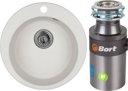 Комплект Мойка Granula 4801, арктик + Измельчитель Bort Titan 4000 Control