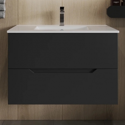 Тумба с раковиной Orange Line Li-70Tub+Ra 70 черная матовая
