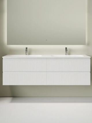 Тумба с раковиной Sancos Snob T 80 bianco, 2 шт, раковина Ceramicanova Grace CN7023 с двумя чашами