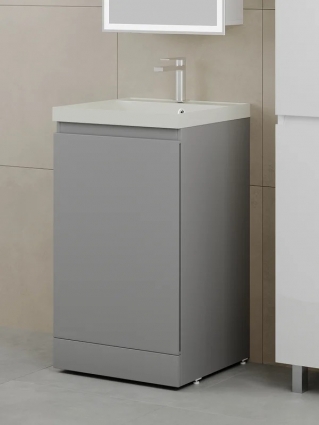 Тумба с раковиной Style Line Батлер Люкс Plus 50 напольная, матовая серая, раковина жасмин
