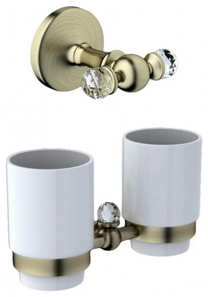 Набор Стакан Art&Max Antic Crystal AM-E-2688SJ-Br двойной + Крючок AM-E-2686SJ-Br