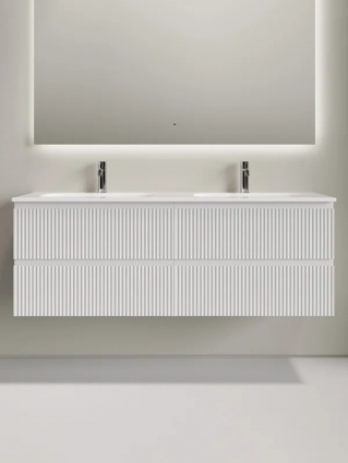 Тумба с раковиной Sancos Snob R 70 bianco, 2 шт, раковина Ceramicanova Grace с двумя чашами и отверстиями под смеситель CN7022