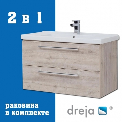 Тумба с раковиной Dreja Gio 80 подвесная, дуб кантри