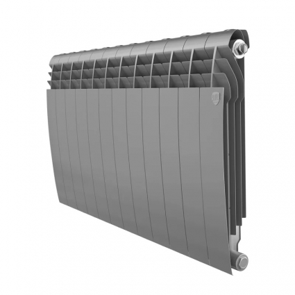 Радиатор биметаллический секционный Royal Thermo BiLiner B 500 12 секций, боковое проходное подключение, серебристый