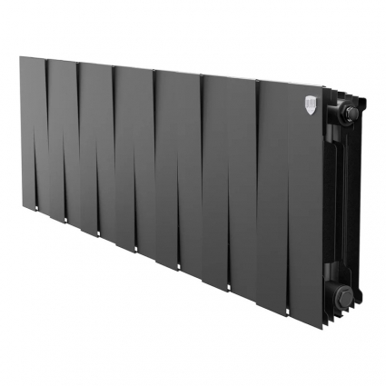 Радиатор биметаллический секционный Royal Thermo PianoForte 300 14 секций, дизайнерский, боковое проходное подключение, черный