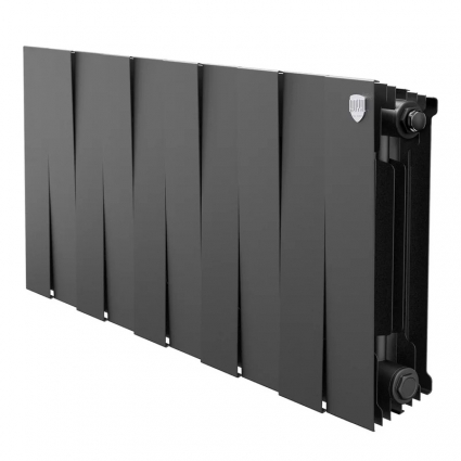 Радиатор биметаллический секционный Royal Thermo PianoForte 300 10 секций, дизайнерский, боковое проходное подключение, черный