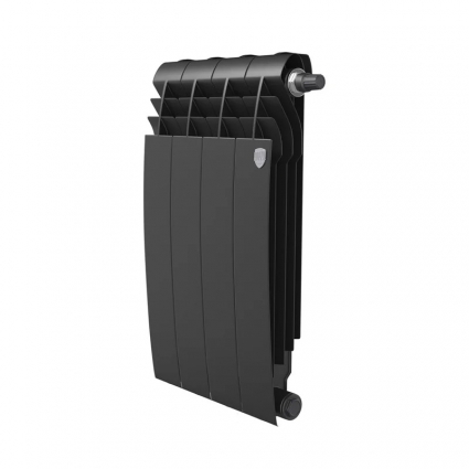 Радиатор биметаллический секционный Royal Thermo BiLiner B 500 4 секции, боковое проходное подключение, черный