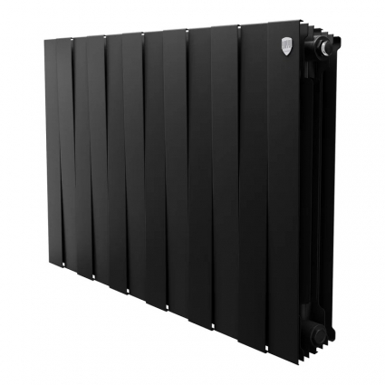 Радиатор биметаллический секционный Royal Thermo PianoForte 500 12 секций, дизайнерский, боковое проходное подключение, черный