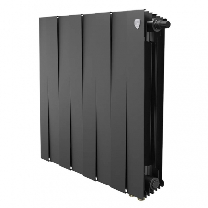 Радиатор биметаллический секционный Royal Thermo PianoForte 500 VR80 8 секций, дизайнерский, нижнее правое подключение, черный
