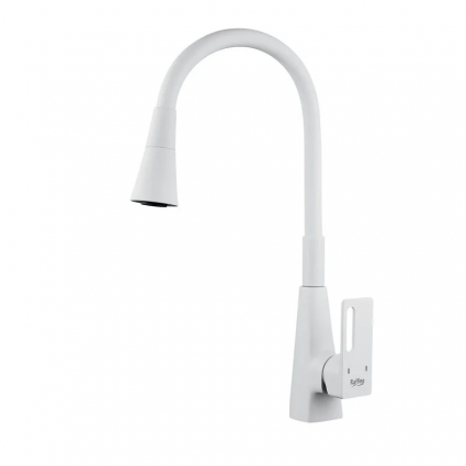 Смеситель для кухни Raffine F313C-1 с гибким изливом, белый