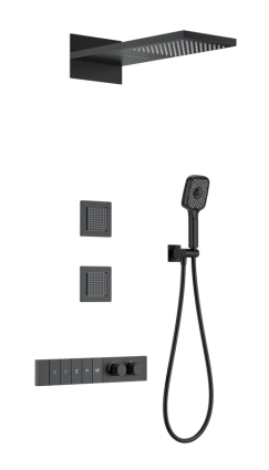 Душевой комплект Wonzon & Woghand WW-D4538-A-MB С ВНУТРЕННЕЙ ЧАСТЬЮ, матовый черный