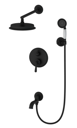Душевой комплект Wonzon & Woghand Steam WW-88939008-MB С ВНУТРЕННЕЙ ЧАСТЬЮ, матовый черный