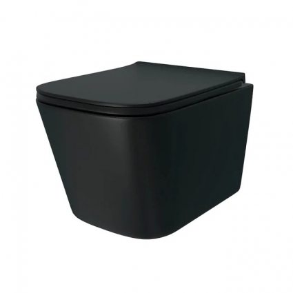 Унитаз подвесной Teymi Helmi Vortex Black безободковый, с микролифтом, матовый черный