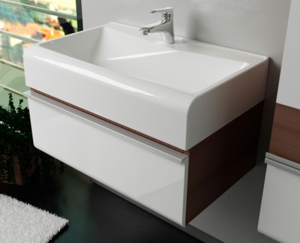 Тумба с раковиной Velvex Crystal Cub 60 подвесная, темный лен