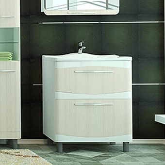 Тумба с раковиной Velvex Iva 65 напольная, светлый лен