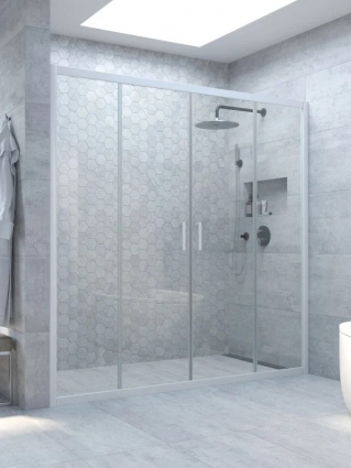 Душевая дверь в нишу Vegas Glass Z2P Novo h2000 220 01 01 220 см, профиль глянцевый белый, стекло прозрачное