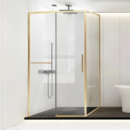 Душевой уголок Vincea Slim Soft VSR-1SS1015CLG 150х100, профиль брашированное золото, стекло прозрачное