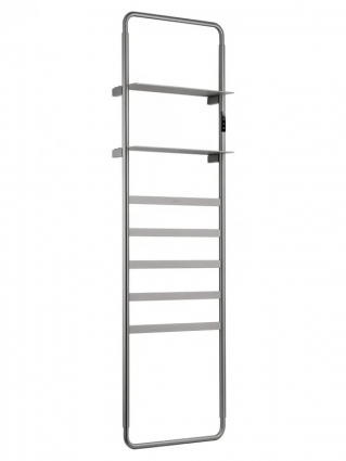 Полотенцесушитель электрический Wonzon & Woghand Düsseldorf WW-A205-BR 160x45 см, подключение справа, слева, брашированный никель, лесенка, с полкой