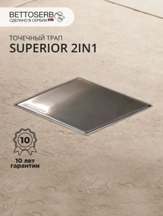 Душевой трап BETTOSERB Superior 2in1 13702556B 14x14, в пол, хром глянец, черный, с сифоном