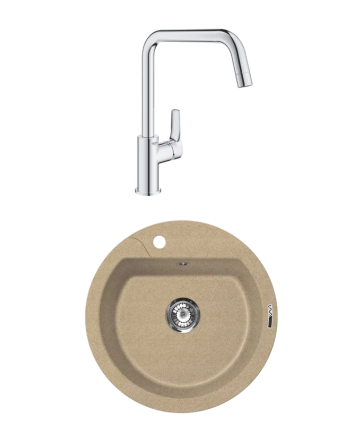 Комплект Мойка Lava R3, dune + Смеситель Grohe Eurosmart