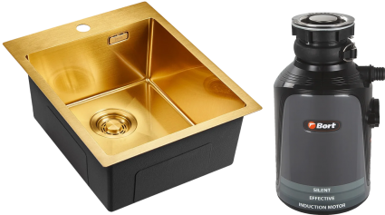Комплект Мойка Emar PVD A EMB-128A PVD Nano Golden + Измельчитель Bort Alligator