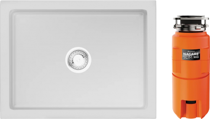 Комплект Мойка Omoikiri Mikura 61-WH Glossy, белая + Измельчитель Nagare slim 900