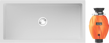 Комплект Мойка Omoikiri Mikura 91-WH Glossy, белая + Измельчитель Nagare 500