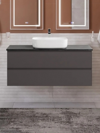 Тумба под раковину со столешницей BelBagno Kraft 120 подвесная, матовая темно-серая, столешница kep-120-mno